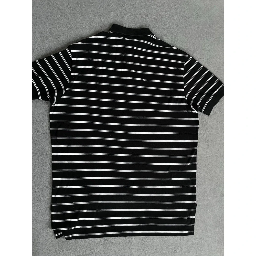 Polo Ralph Lauren Polo Shirt Mens Large Black Striped 100 Pima Cotton